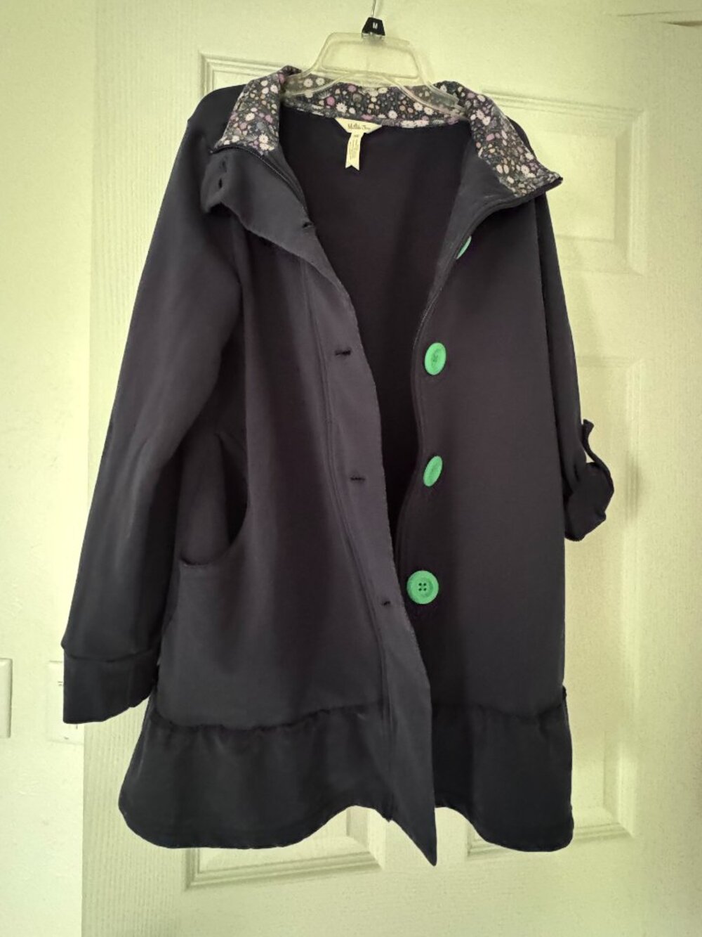 Matild Jane Jacket Womens Sz XS Blue Button up Roll Tab Sleeves
